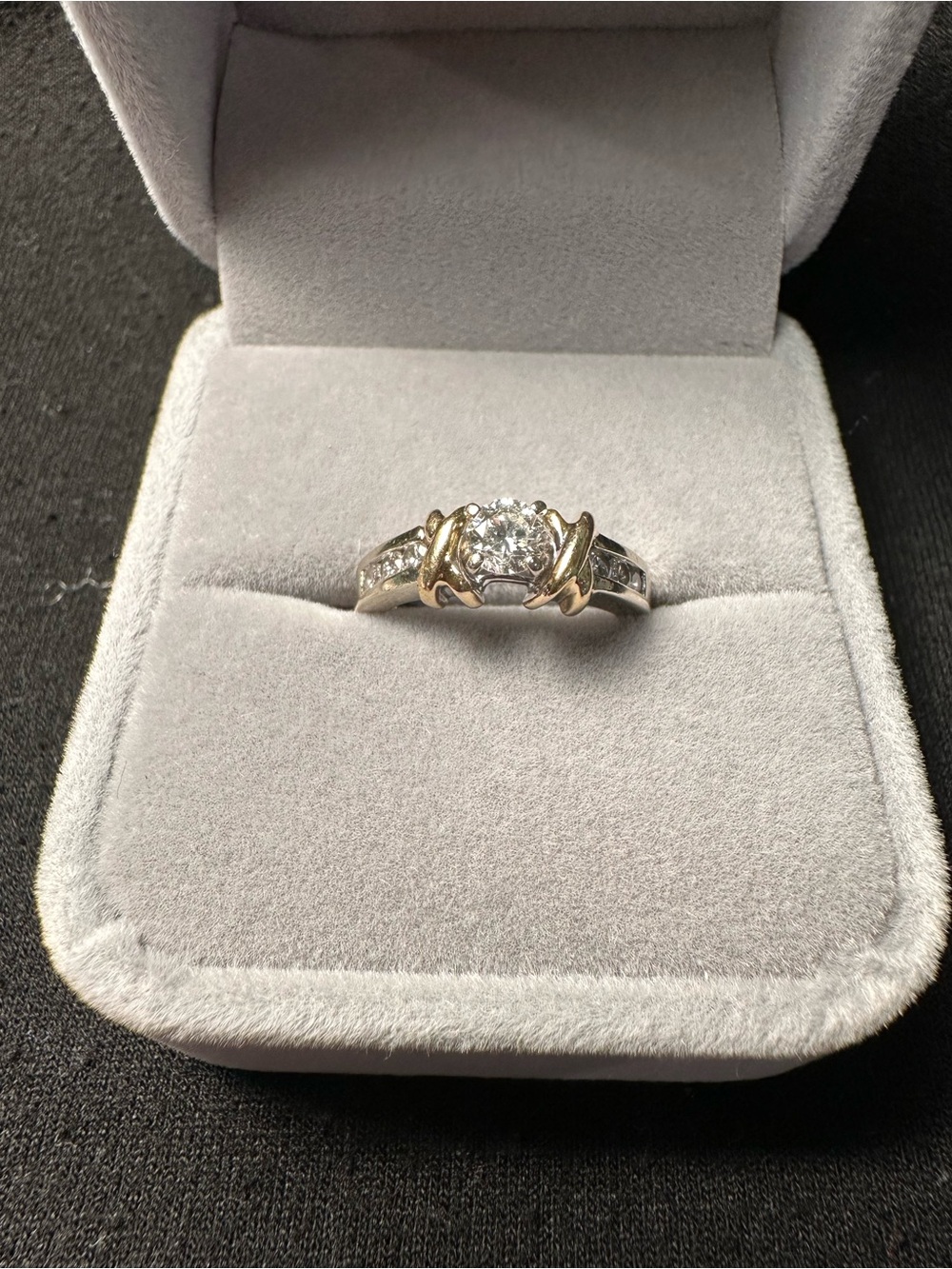Two-Tone Gold and Round-Cut Diamond Solitaire Ring
